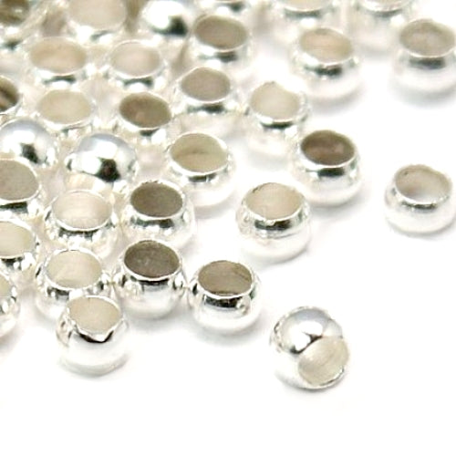 Crimp Beads, Silver Plated, Round, Brass, 2.5mm - BEADED CREATIONS