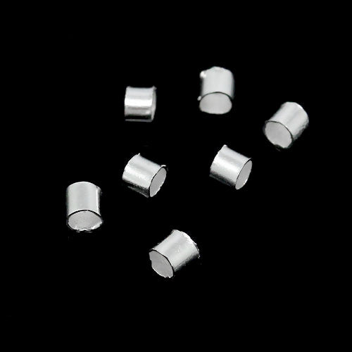 Crimp Beads, Silver Plated, Tube, Alloy, 2x2mm - BEADED CREATIONS
