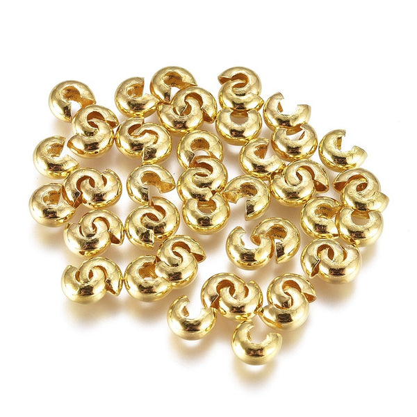 Crimp Beads Covers, Iron, Gold Plated, 4mm - BEADED CREATIONS