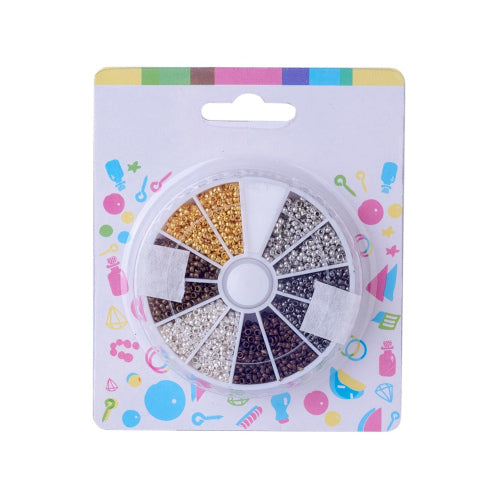 Crimp Beads, Rondelle, Brass, Variety Pack, 2x2mm, ID 1.2mm - BEADED CREATIONS