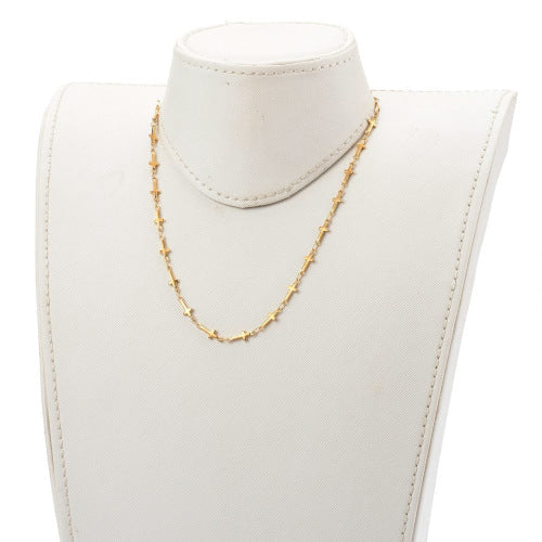 Cross Link Chain Necklace, Stainless Steel, Golden, 42.2cm - BEADED CREATIONS