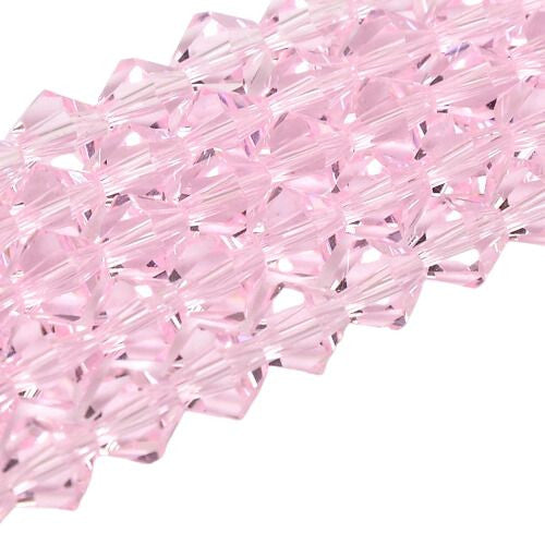 Crystal Glass Beads, Austrian Crystal 5301, Faceted, Bicone, Top Drilled, Pink, 3mm - BEADED CREATIONS