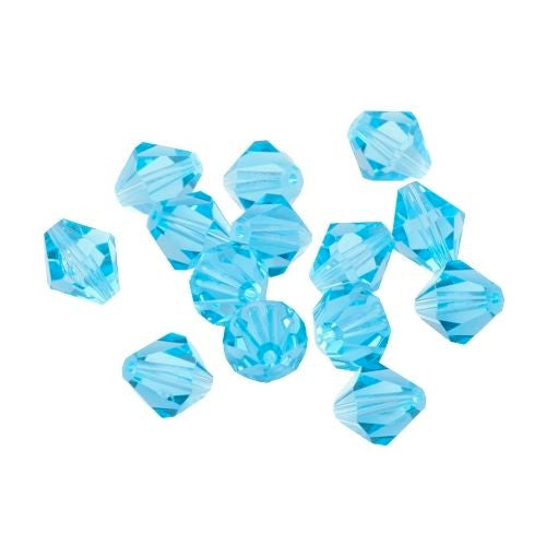 Crystal Glass Beads, Austrian Crystal, Bicone, Aquamarine, 8mm - BEADED CREATIONS