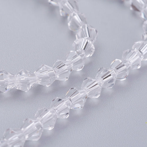 Crystal Glass Beads, Austrian Crystal, Bicone, Clear, 4mm - BEADED CREATIONS