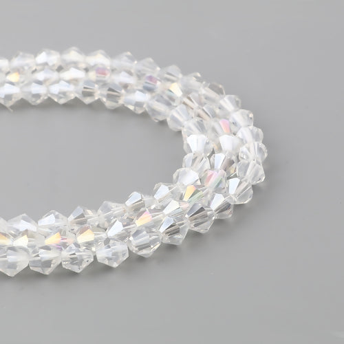 Crystal Glass Beads, Austrian Crystal, Bicone, Clear, AB, 8mm - BEADED CREATIONS