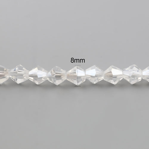 Crystal Glass Beads, Austrian Crystal, Bicone, Clear, AB, 8mm - BEADED CREATIONS