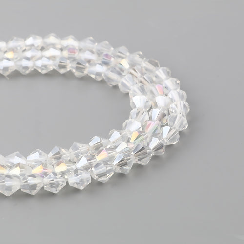 Crystal Glass Beads, Austrian Crystal, Bicone, Faceted, Clear, AB, 8mm - BEADED CREATIONS