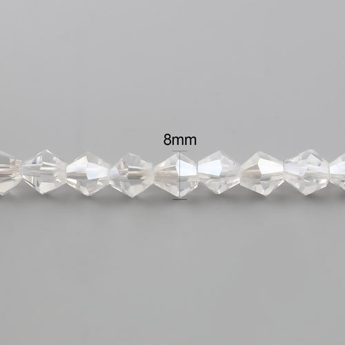 Crystal Glass Beads, Austrian Crystal, Bicone, Faceted, Clear, AB, 8mm - BEADED CREATIONS