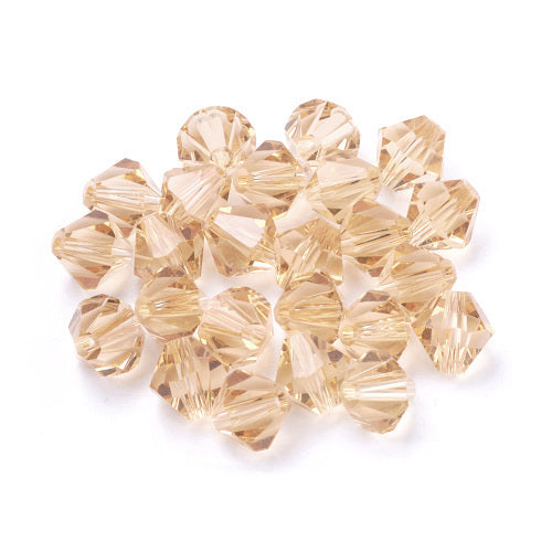 Crystal Glass Beads, Austrian Crystal, Bicone, Golden Shadow, 8mm - BEADED CREATIONS