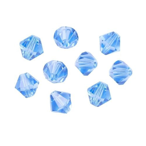 Crystal Glass Beads, Austrian Crystal, Bicone, Light Sapphire, 8mm - BEADED CREATIONS