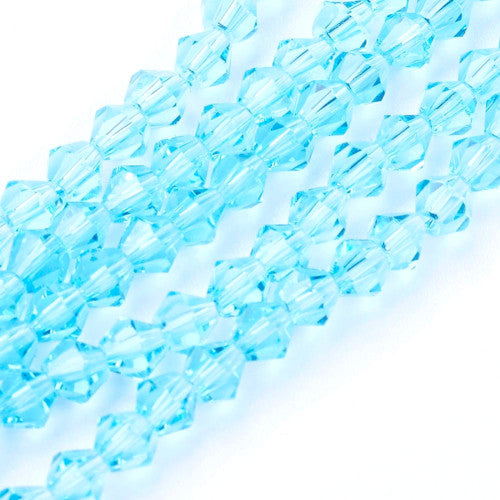 Crystal Glass Beads, Austrian Crystal, Bicone, Light Sky Blue, 4mm - BEADED CREATIONS