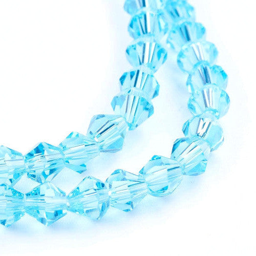 Crystal Glass Beads, Austrian Crystal, Bicone, Light Sky Blue, 4mm - BEADED CREATIONS