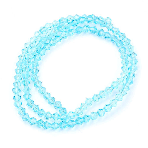 Crystal Glass Beads, Austrian Crystal, Bicone, Light Sky Blue, 4mm - BEADED CREATIONS