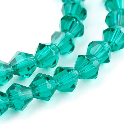 Crystal Glass Beads, Austrian Crystal, Bicone, Malachite Green, 4mm - BEADED CREATIONS