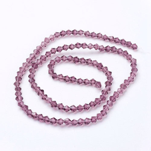 Crystal Glass Beads, Austrian Crystal, Bicone, Old Rose, 3mm - BEADED CREATIONS