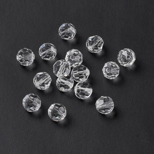 Crystal Glass Beads, Austrian Crystal, Round, Faceted, Clear, 8mm - BEADED CREATIONS