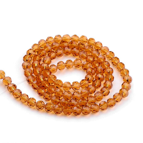 Crystal Glass Beads, Austrian Crystal, Round, Faceted, Goldenrod, 6mm - BEADED CREATIONS