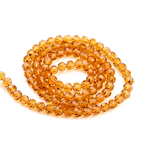 Crystal Glass Beads, Austrian Crystal, Round, Faceted, Goldenrod, 8mm - BEADED CREATIONS