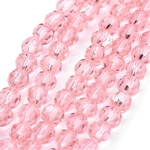 Crystal Glass Beads, Austrian Crystal, Round, Faceted, Pink, 8mm - BEADED CREATIONS