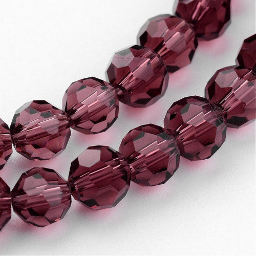 Crystal Glass Beads, Austrian Crystal, Round, Faceted, Purple, 8mm - BEADED CREATIONS