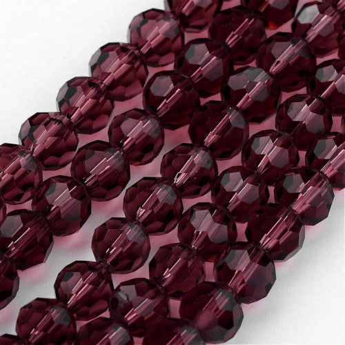 Crystal Glass Beads, Austrian Crystal, Round, Faceted, Scarlet, 8mm - BEADED CREATIONS