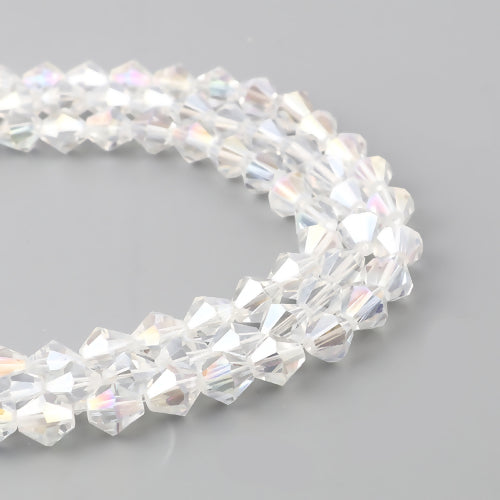 Crystal Glass Beads, Bicone, Faceted, Clear, AB, 10mm - BEADED CREATIONS