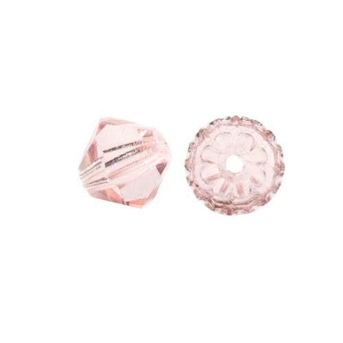 Crystal Glass Beads, Bicone, Faceted, Light Pink, 6mm - BEADED CREATIONS