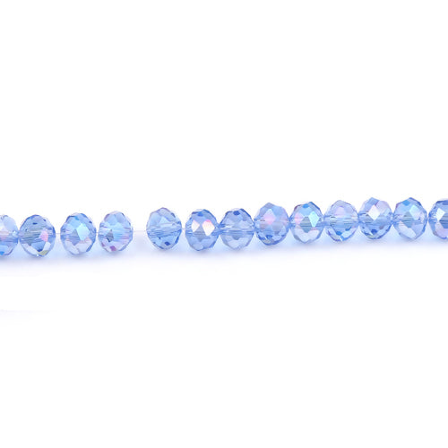 Crystal Glass Beads, Electroplated, Rondelle, Faceted, Blue, 8mm - BEADED CREATIONS
