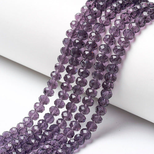 Crystal Glass Beads, Electroplated, Rondelle, Faceted, Medium Purple, 6mm - BEADED CREATIONS