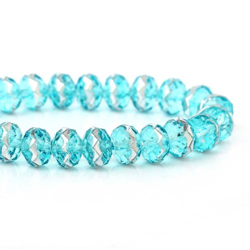 Crystal Glass Beads, Faceted, Rondelle, Sky Blue, Silver, 8mm - BEADED CREATIONS