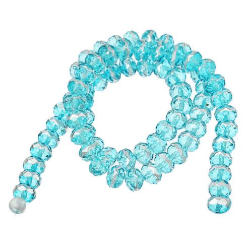 Crystal Glass Beads, Faceted, Rondelle, Sky Blue, Silver, 8mm - BEADED CREATIONS