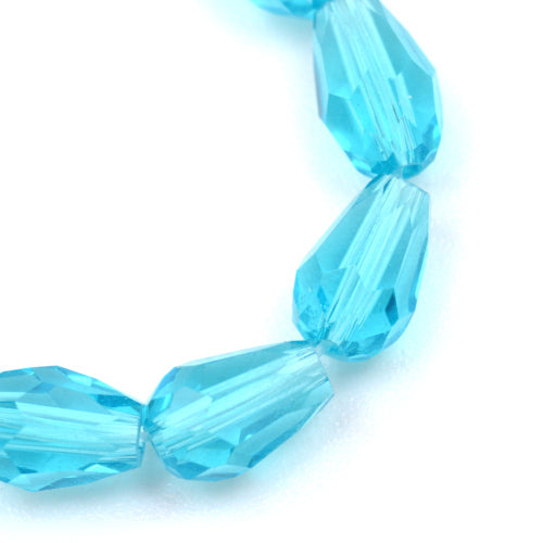 Crystal Glass Beads, Faceted, Teardrop, Sky Blue, 11mm - BEADED CREATIONS