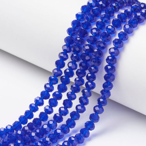 Crystal Glass Beads, Rondelle, Faceted, Blue, 8mm - BEADED CREATIONS