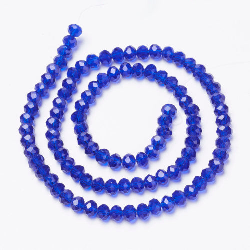 Crystal Glass Beads, Rondelle, Faceted, Blue, 8mm - BEADED CREATIONS