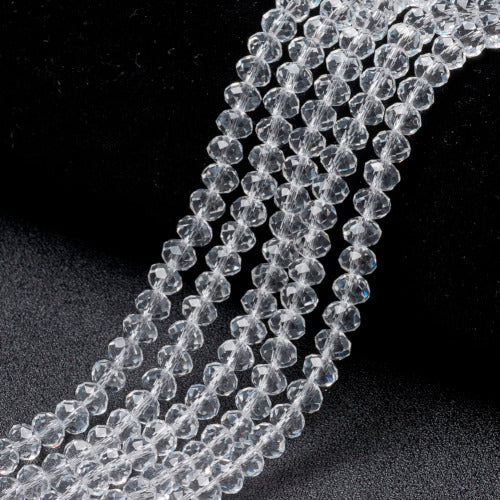 Crystal Glass Beads, Rondelle, Faceted, Clear, 8mm - BEADED CREATIONS