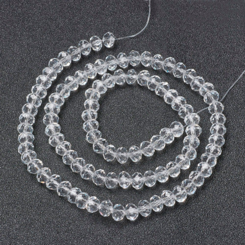 Crystal Glass Beads, Rondelle, Faceted, Clear, 8mm - BEADED CREATIONS