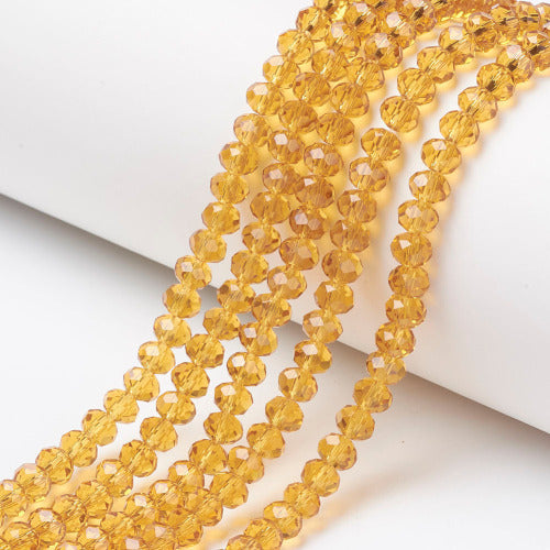 Crystal Glass Beads, Rondelle, Faceted, Goldenrod, 8mm - BEADED CREATIONS