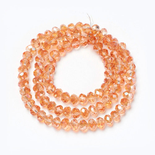 Crystal Glass Beads, Rondelle, Faceted, Half-Plated, Sandy Brown, 4mm - BEADED CREATIONS