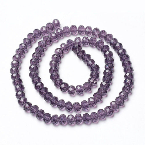 Crystal Glass Beads, Rondelle, Faceted, Medium Purple, 6mm - BEADED CREATIONS