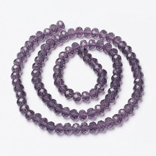 Crystal Glass Beads, Rondelle, Faceted, Medium Purple, 8mm - BEADED CREATIONS