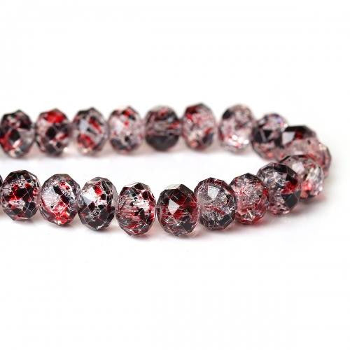 Crystal Glass Beads, Rondelle, Faceted, Mottled, Black, Red, 8mm - BEADED CREATIONS