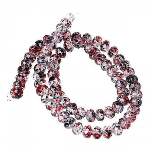 Crystal Glass Beads, Rondelle, Faceted, Mottled, Black, Red, 8mm - BEADED CREATIONS