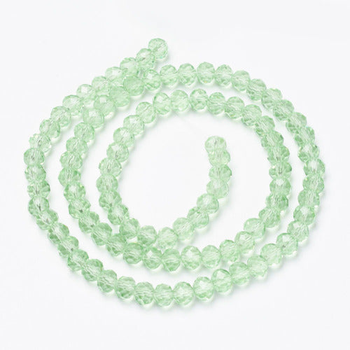 Crystal Glass Beads, Rondelle, Faceted, Pale Green, 8mm - BEADED CREATIONS