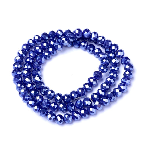 Crystal Glass Beads, Rondelle, Faceted, Pearl Luster, Midnight Blue, 4mm - BEADED CREATIONS