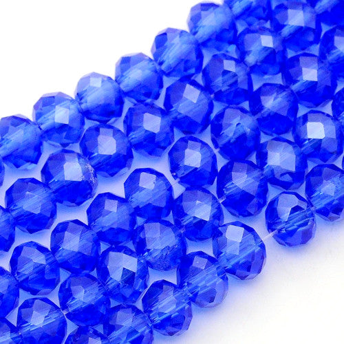 Crystal Glass Beads, Rondelle, Faceted, Pearl Luster, Royal Blue, 6mm - BEADED CREATIONS