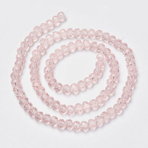 Crystal Glass Beads, Rondelle, Faceted, Pink, 6mm - BEADED CREATIONS