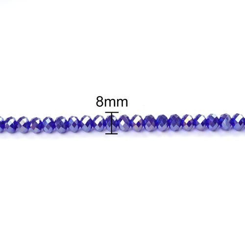 Crystal Glass Beads, Rondelle, Faceted, Royal Blue, AB, 8mm - BEADED CREATIONS