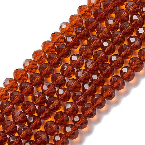 Crystal Glass Beads, Rondelle, Faceted, Rust Brown, 10mm - BEADED CREATIONS