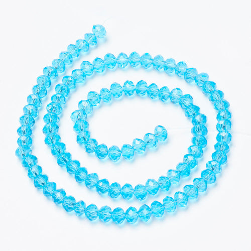 Crystal Glass Beads, Rondelle, Faceted, Sky Blue, 8mm - BEADED CREATIONS