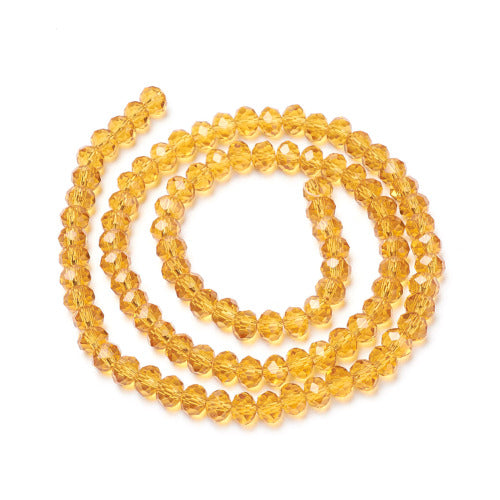 Crystal Glass Beads, Rondelle, Transparent, Faceted, Goldenrod, 8mm - BEADED CREATIONS
